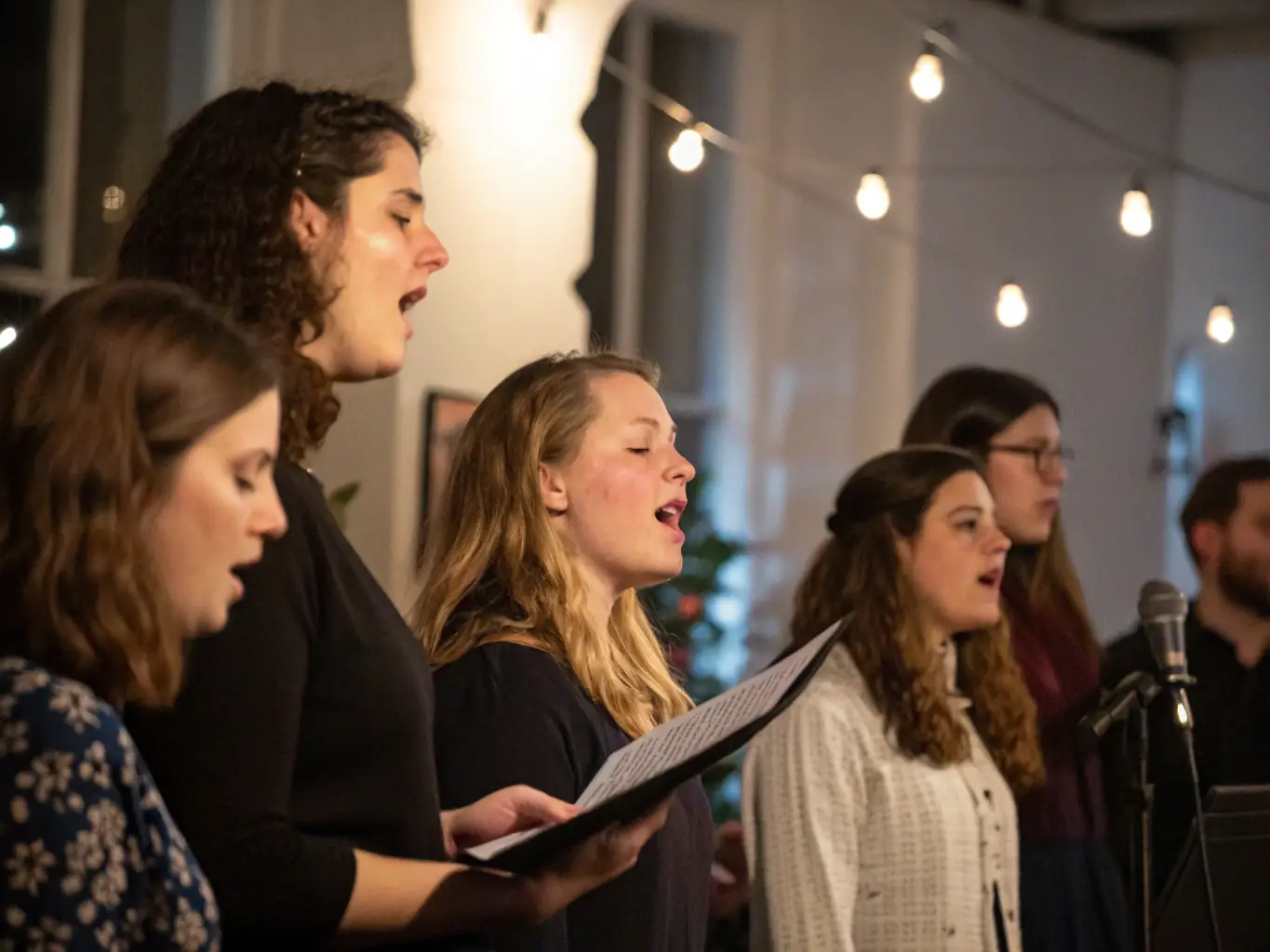 A heartwarming photograph of a CHORUS SPECTACLES performance at a charity gala, highlighting the organization's commitment to supporting charitable causes through artistic endeavors.