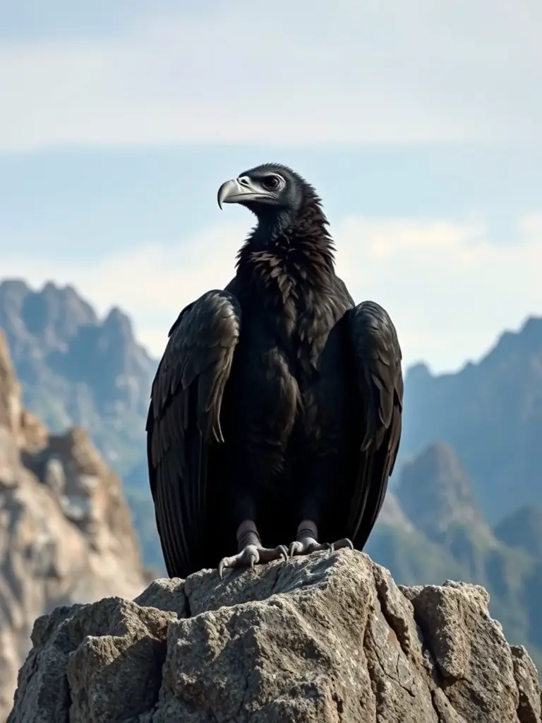 A Cinereous Vulture perched on a rocky outcrop, illustrating its size and importance to the ecosystem.