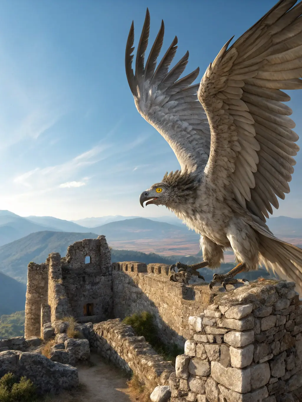 An image of a Cinereous Vulture soaring gracefully over a forested area in the Baronnies, emphasizing its role in the ecosystem.